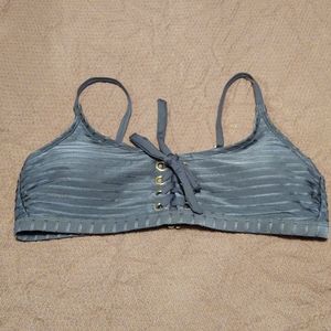 NWOT lace up blue swim top